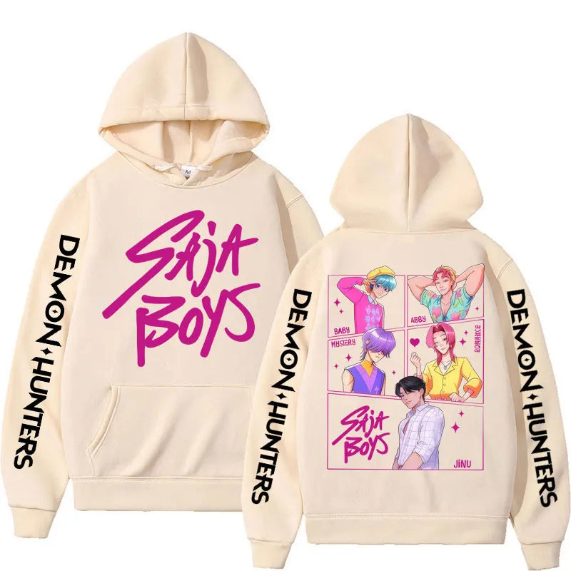 KPop Demon Hunters: Saja Boys Hoodies Men Women Trendy Harajuku Sweatshirt Long Sleeves Loose Fleece Casual Street Wear