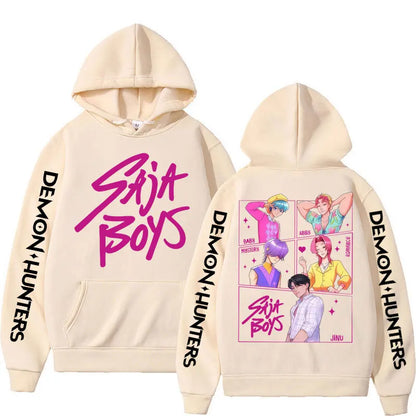 KPop Demon Hunters: Saja Boys Hoodies Men Women Trendy Harajuku Sweatshirt Long Sleeves Loose Fleece Casual Street Wear