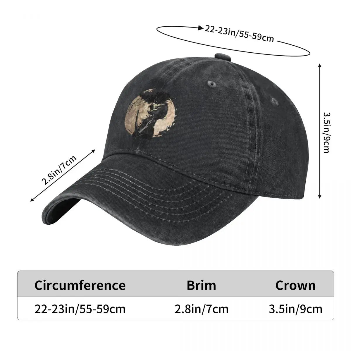 Afro Samurai:  Sword & Moon Print denim Hat Lightweight Cap Female Baseball Cap For Men