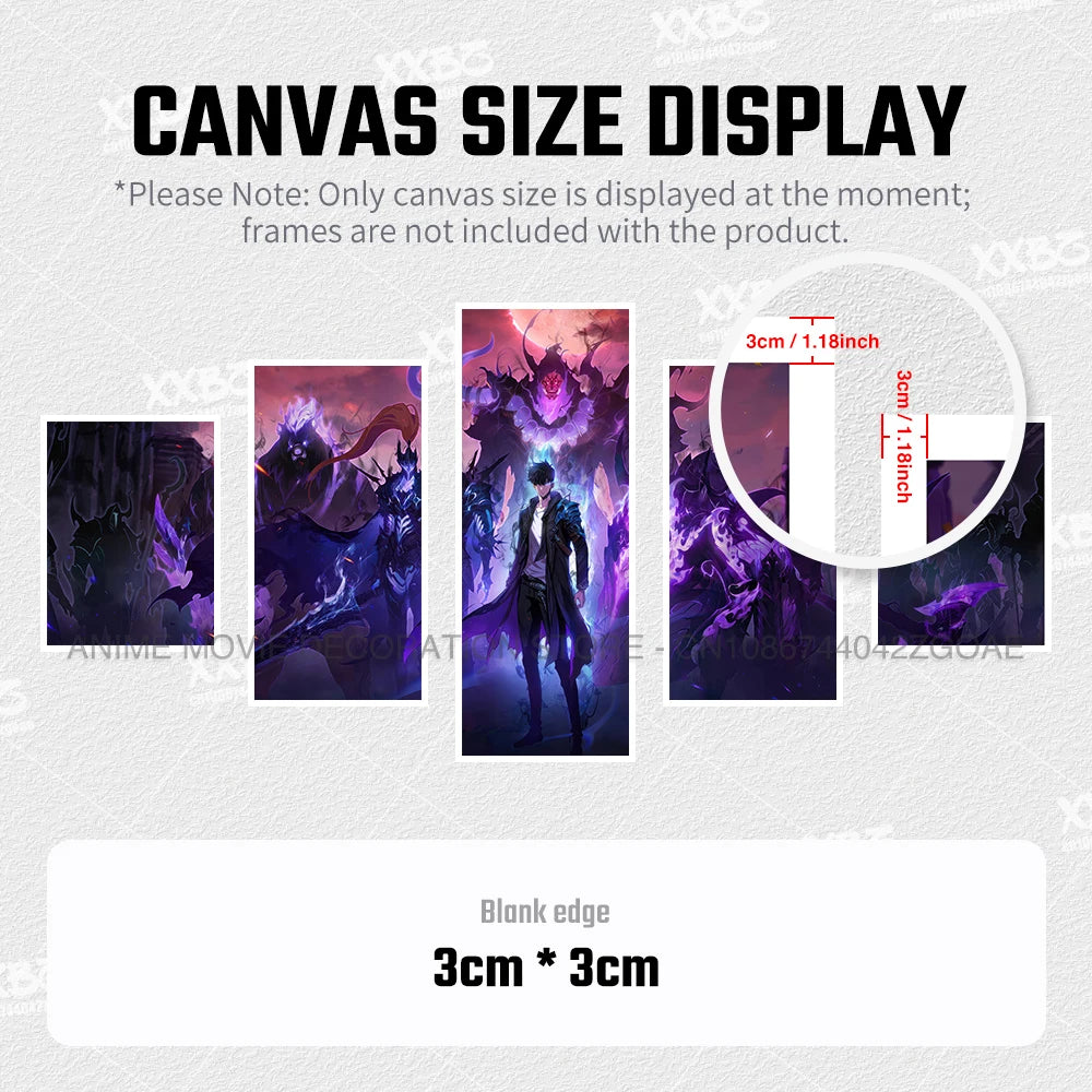 Solo Leveling: 5Pcs  Posters Aleks Le Anime Painting No Frame Home Decoration Justin Briner Wall Art Sung Jin-Woo Canvas Picture