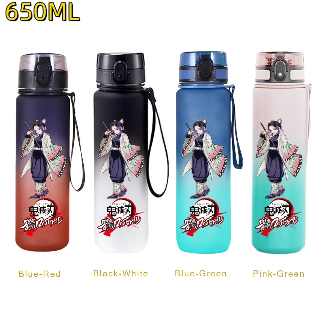 Demon Slayer: 650ML Kamado Tanjirou Water Bottle Kamado Nezuko Kochou Shinobu Fitness Drink Bottle Kettle Travel Office Jugs