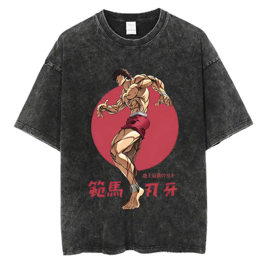 Baki Haman: Tshirts Harajuku Vintage 100% Cotton 2024 New Washed T Shirt For Men Hip Hop Streetwear Oversize T-shirt