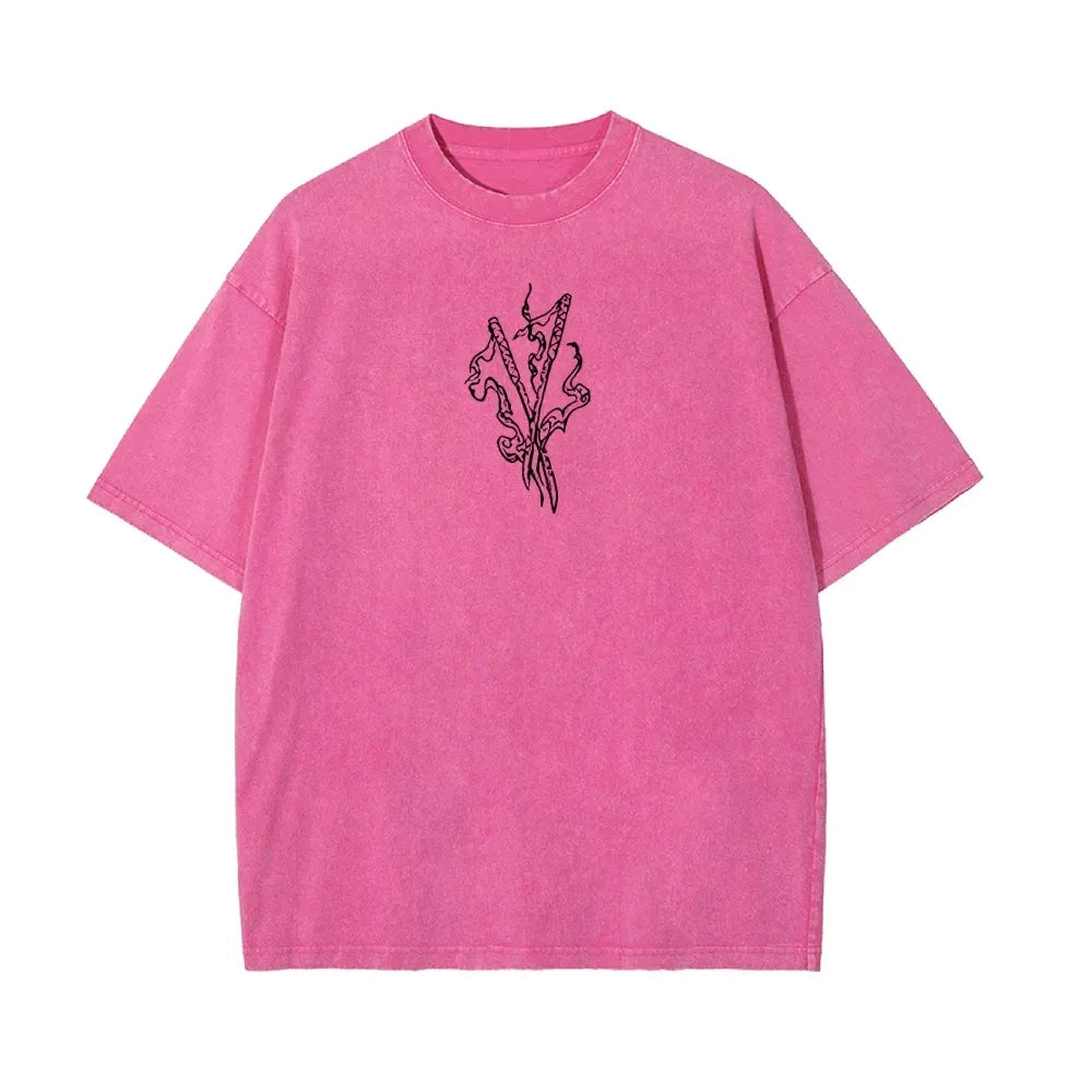 Demon Slayer: Men's Women's Washed T-Shirt Inosuke Hashibira Summer Spring Anime Tee Retro Distressed High Quality Short Sleeve