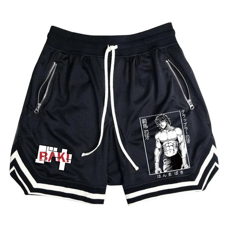 Baki Hanma: Active Athletic Shorts for  Print Breathable Quick Dry Basketball Shorts with Zippered Pockets Gym Fitness