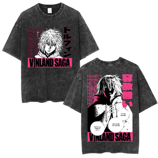 Vinland Saga: T-shirt Manga Thorfinn Karlsefni Graphic Vintage Washed T Shirt Men's Women Casual Cotton Oversized T-shirts