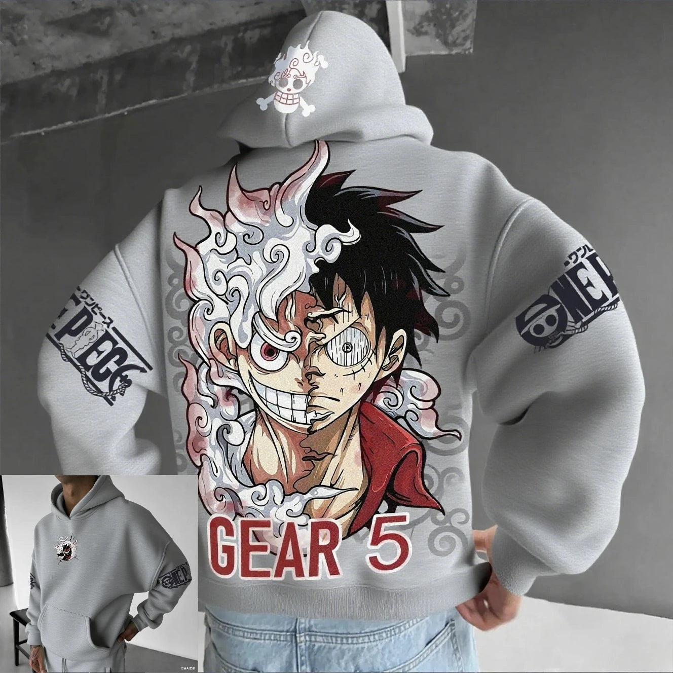 One Piece: Luffy Gear 5 Nika Streetwear Casual Pullover Sweatshirt Autumn Winter Cosplay Long Sleeve Tops