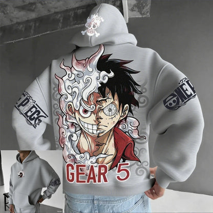 One Piece: Luffy Gear 5 Nika Streetwear Casual Pullover Sweatshirt Autumn Winter Cosplay Long Sleeve Tops