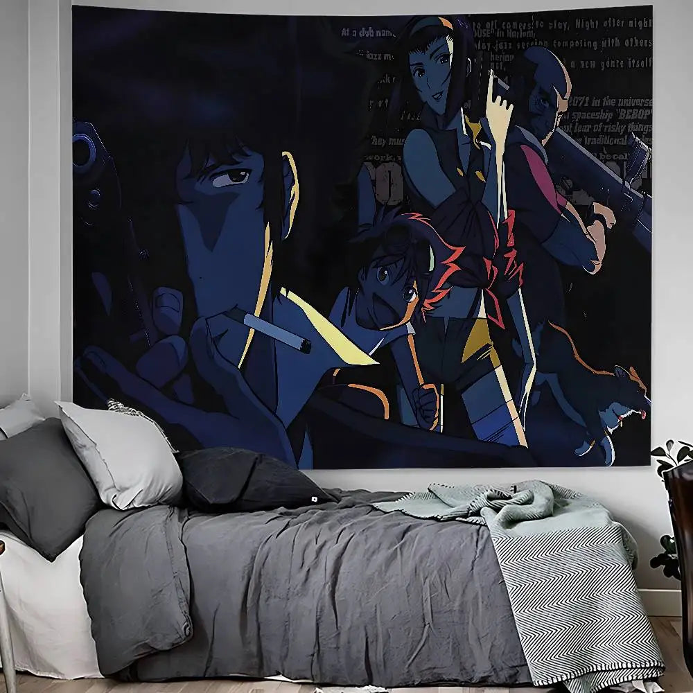 Cowboy Bebop: Anime Hanging Bohemian Tapestry Hanging Tarot Hippie Wall Rugs Dorm Home Decor