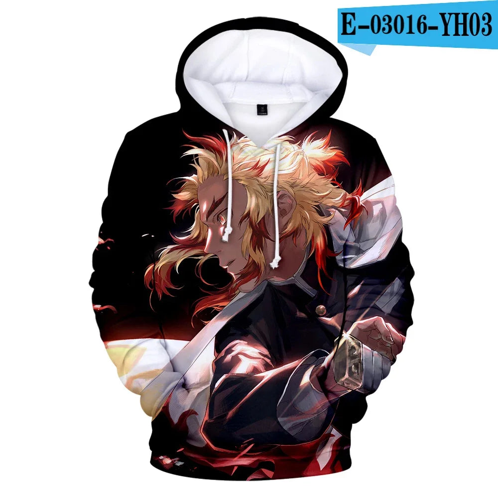 Demon Slayer: Kimetsu No Yaiba Hoodies Sweatshirts Black White Checkered Pattern Full Hoodies Casual