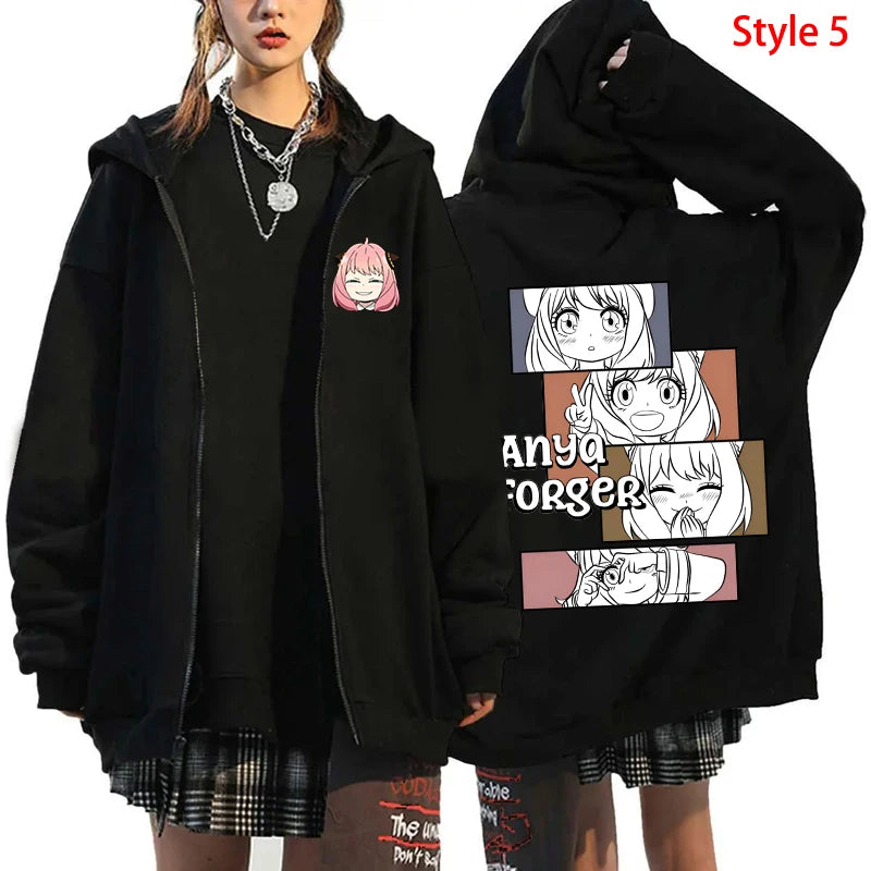 Spy x Family: Anya Forger Printed Zipper Hooded Fashion Women Men Zip Sweatshirt Casual Sport Hoodie Long Sleeve Top