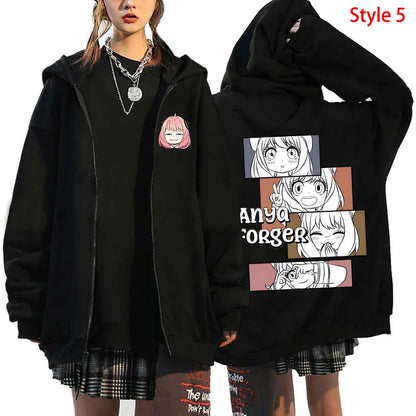 Spy x Family: Anya Forger Printed Zipper Hooded Fashion Women Men Zip Sweatshirt Casual Sport Hoodie Long Sleeve Top