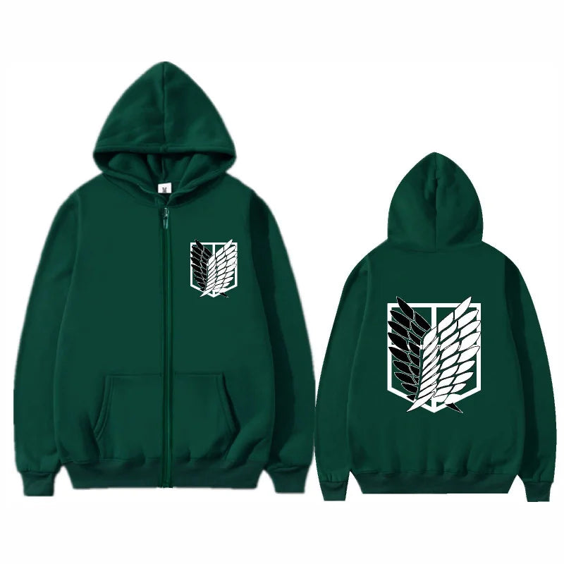Attack on Titan: High-Quality Fashion Trendy Anime Print Zipper Hoodie Loose Comfortable Classic Sports Sweatshirt