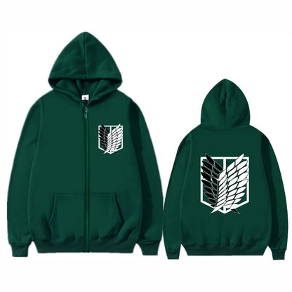 Attack on Titan: High-Quality Fashion Trendy Anime Print Zipper Hoodie Loose Comfortable Classic Sports Sweatshirt