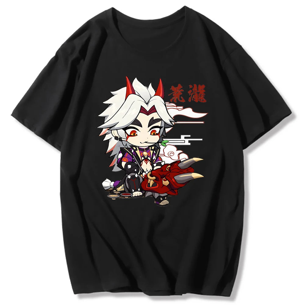 Genshin Impact: T-shirt Arataki Itto T-shirt Game Graphic T shirts Kawaii Oversized Casual Tops 100% Cotton