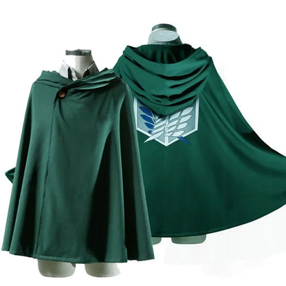 Attack on Titan Cosplay Costumes Giant Cloak with Hat Shingeki No Kyojin Scouting Legion Green Cape Clothes