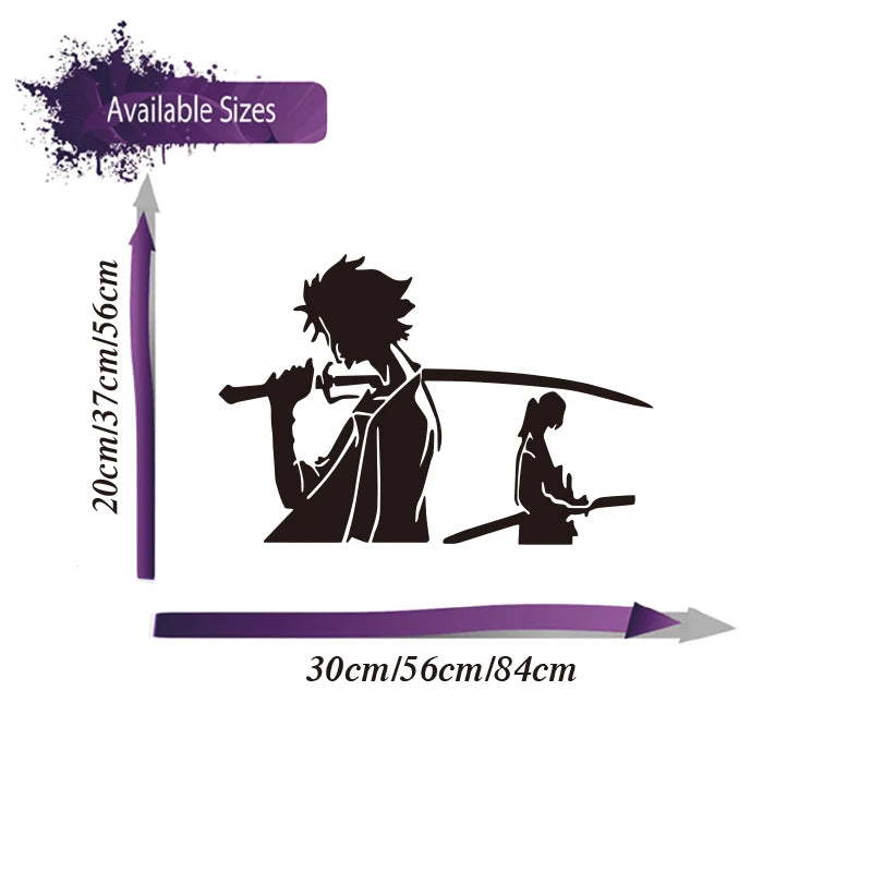 Samurai Champloo:  Anime Car Sticker Auto Side Body Bumper Windshiel Hood Manga Sword  Weapon Vehicle Decal Vinyl