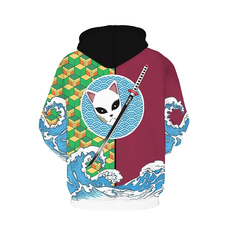 Demon Slaye:r Kimetsu No Yaiba 3D Hoodie Sweatshirts Demon Slayer Agatsuma Zenitsu Tomioka Giyuu Cosplay Men Coat Outfit
