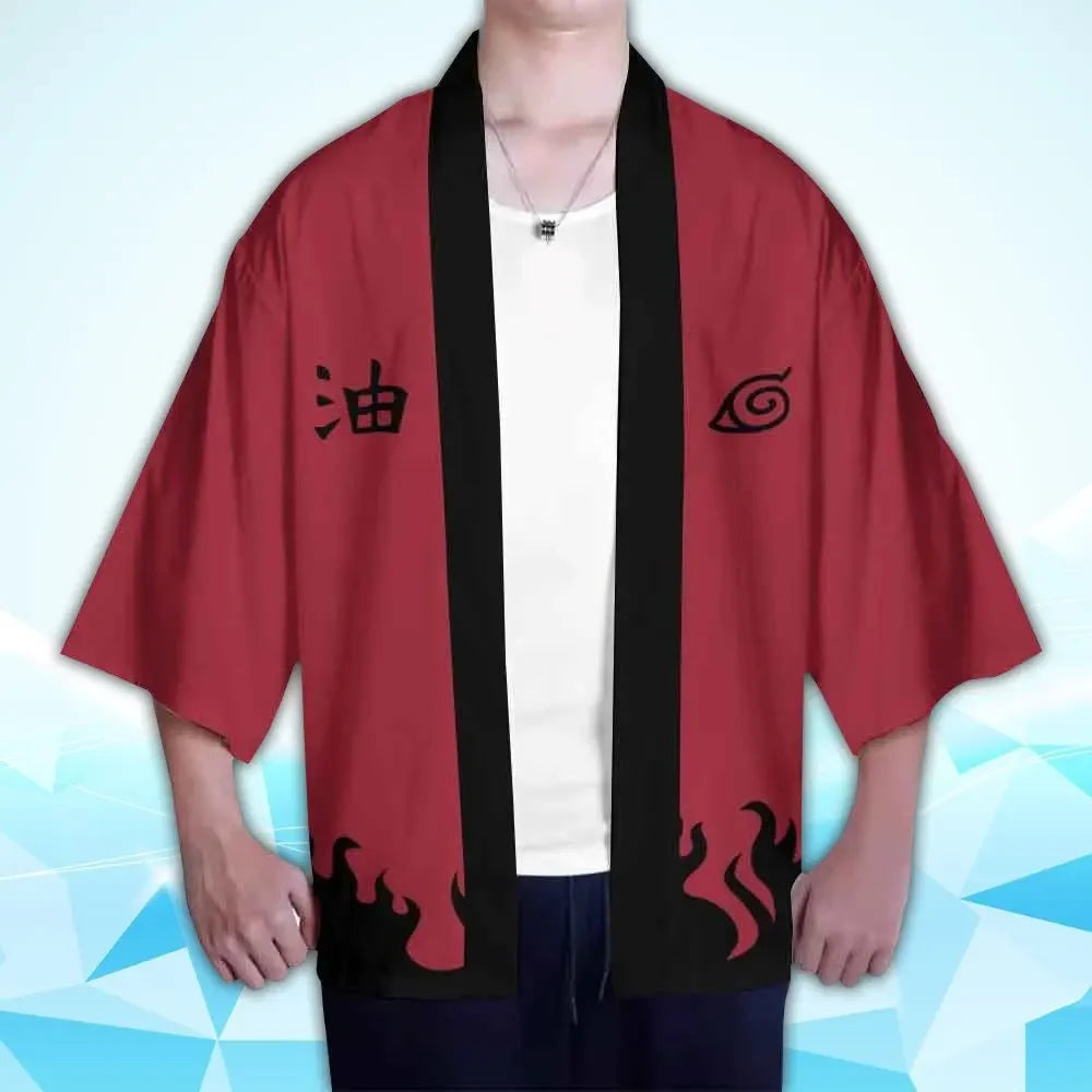 Naruto: Akatsuki Uzumaki Itachi Red Cloud Kimono Shirt Haori Yukata Printing Cosplay Robe Costume Christmas Festival Gifts