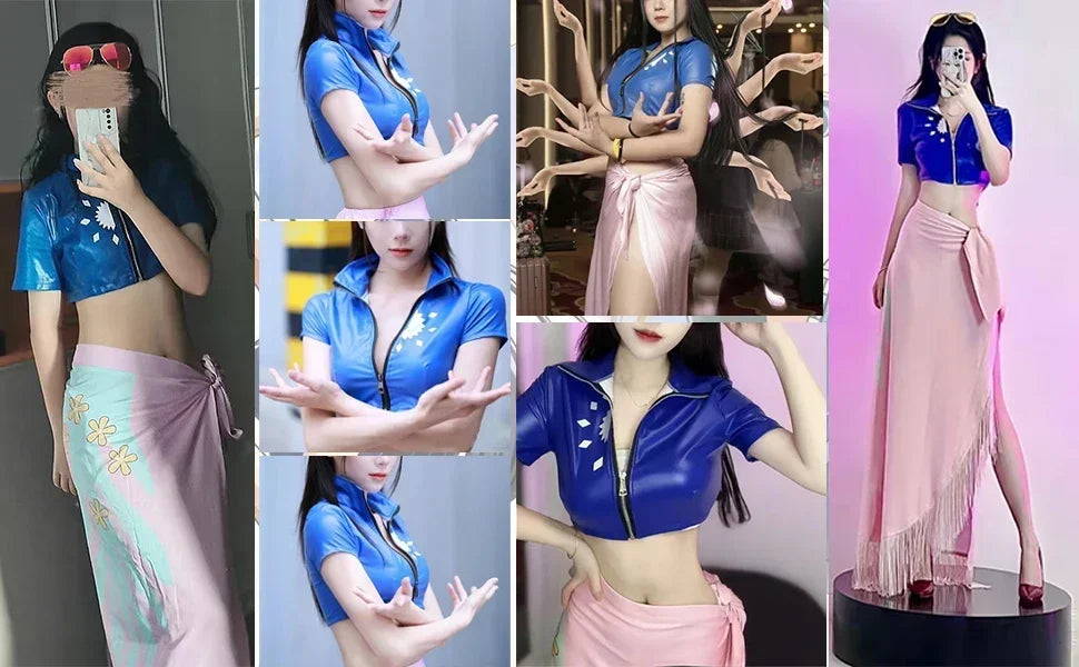 One Piece: Anime une pièce Nico Robin Cosplay Costume haut et Wrap Skirfor femmes une pièce Anime Nico Robin tenue robe