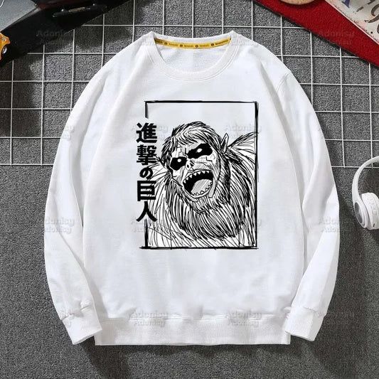 Attack on Titan Fleece Sweatshirts Harajuku Streetwear Autumn Spring Shingeki No Kyojin Anime O Neck Pullover Hoody Mens