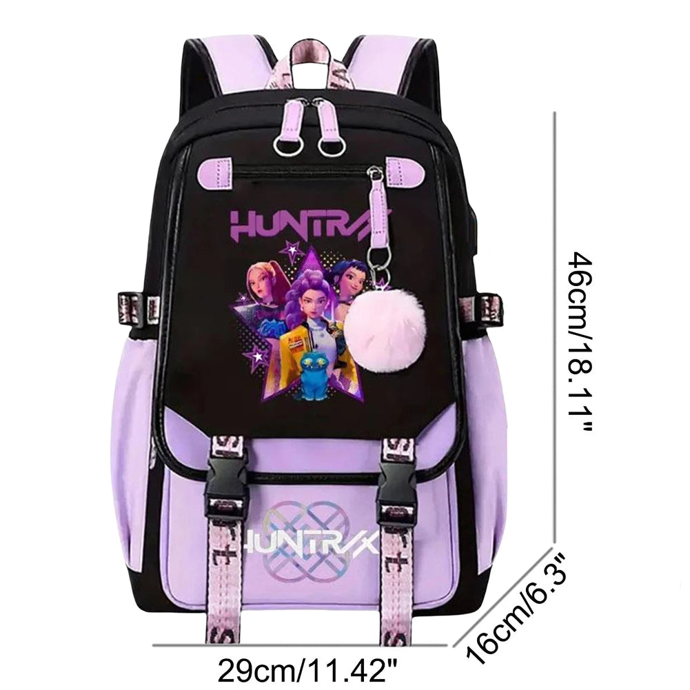K-Pop Demon Hunters -  Bookbag Student Anime Kawaii School Bags USB Charging Backpack Teenagers Large Capacity Slayer Rucksack