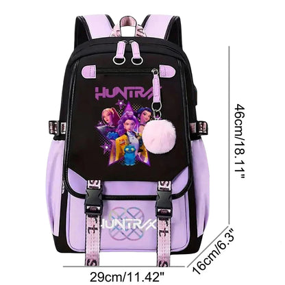 K-Pop Demon Hunters -  Bookbag Student Anime Kawaii School Bags USB Charging Backpack Teenagers Large Capacity Slayer Rucksack