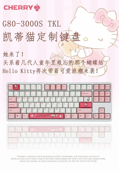 Hello Kitty:87/108 Keys  Mechanical Keyboard Anime Rgb Kawaii Customized For Home Office Laptop Computer For Pc Gamer