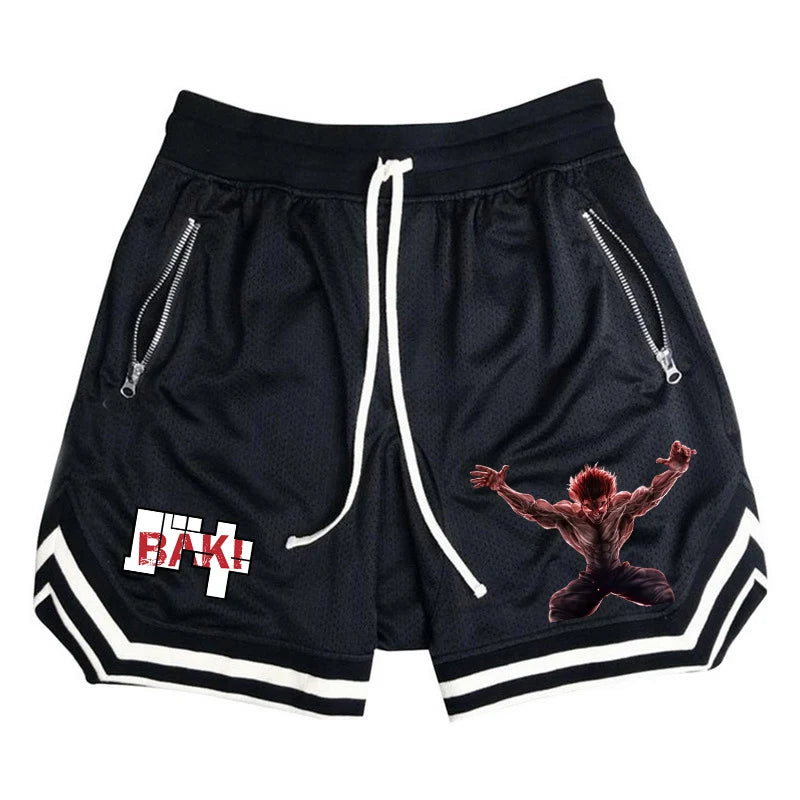 Baki Hanma: Active Athletic Shorts for  Print Breathable Quick Dry Basketball Shorts with Zippered Pockets Gym Fitness
