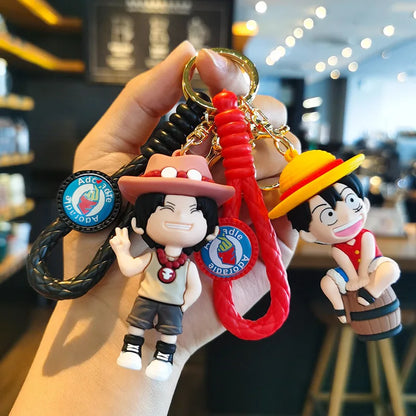 One Piece:MINISO  keychain pendant cartoon Luffy Dragon anime doll creative car keychain bag pendant accessories children's gift