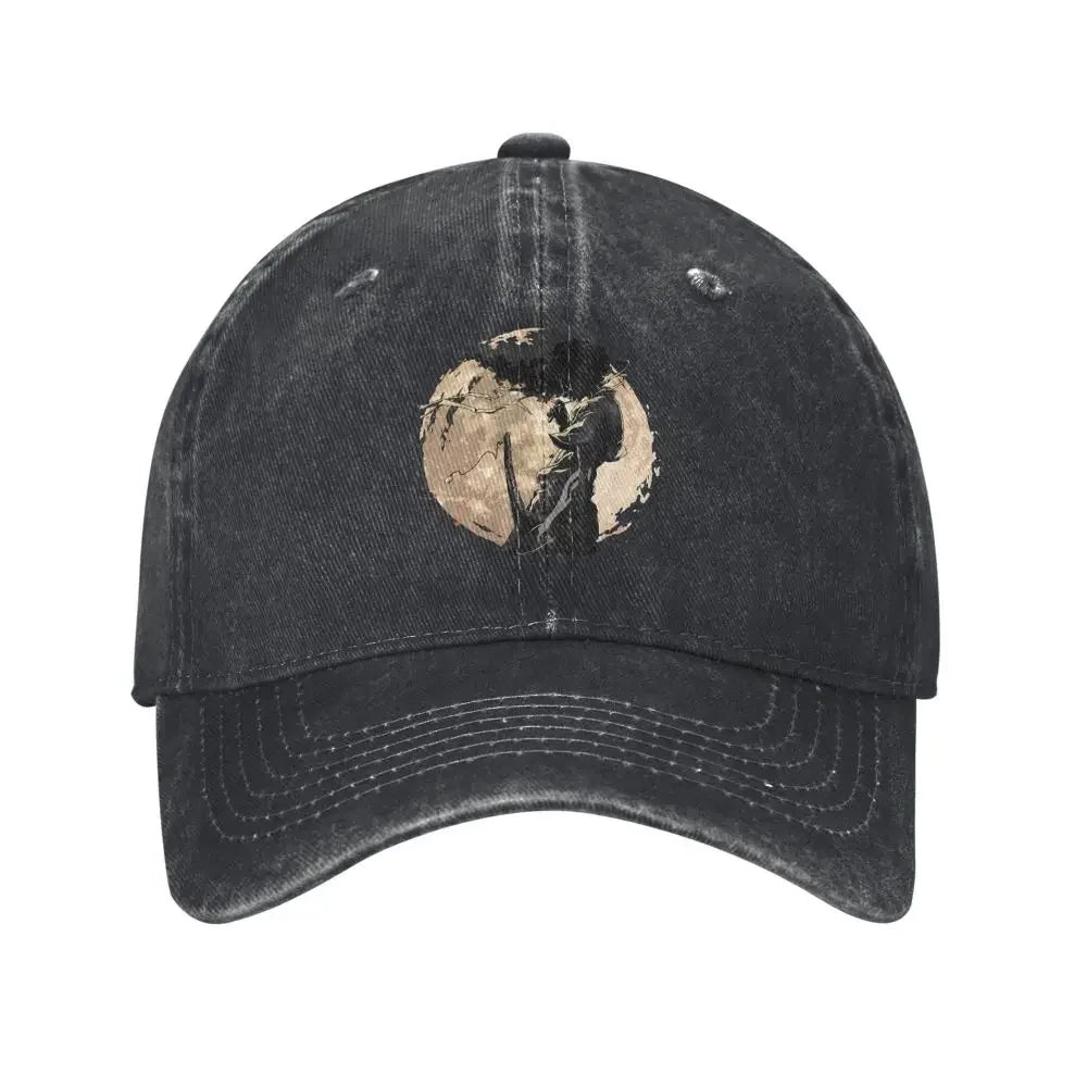 Afro Samurai:  Sword & Moon Print denim Hat Lightweight Cap Female Baseball Cap For Men