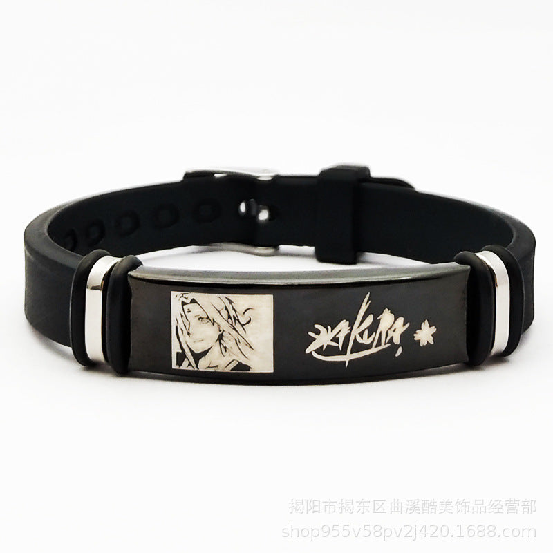 Naruto: Silicone Bracelet Cartoon Metal Silica Gel Uchiha Itachi Kakashi Anime Action Figures Accessories Children Toys Gifts