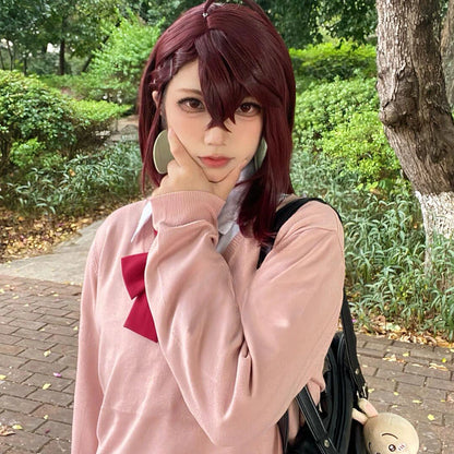 Dandadan: JK Uniform Ayase Momo Cosplay Sweather Suit High School Students Outfits Skirt COS Costume Carnival Party Pink
