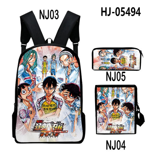 Yowamushi Pedal: Luxury Popular  3D Print 3pcs/Set pupil School Bags Laptop Daypack Backpack Inclined shoulder bag Pencil Case