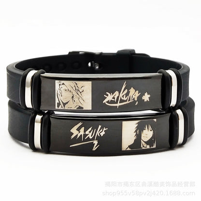 Naruto: Silicone Bracelet Cartoon Metal Silica Gel Uchiha Itachi Kakashi Anime Action Figures Accessories Children Toys Gifts