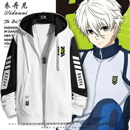 Blue Lock:  Mikage Reo Isagi Yoichi Nagi Seishiro Cosplay Jacket Zipper Hoodie Women Men Fashion Hooded Coat Couple Tops Gift