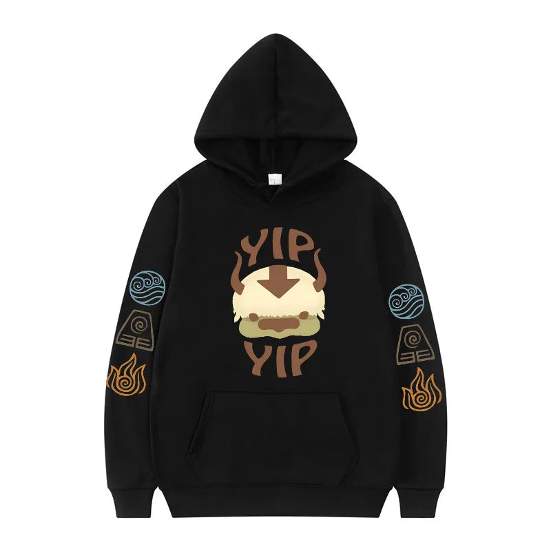 Avatar The Last Airbender: Hoodie Men's and Women's Couple Appa YIP Letter Printed Brushed Anime Sports Shirt Pullover Top