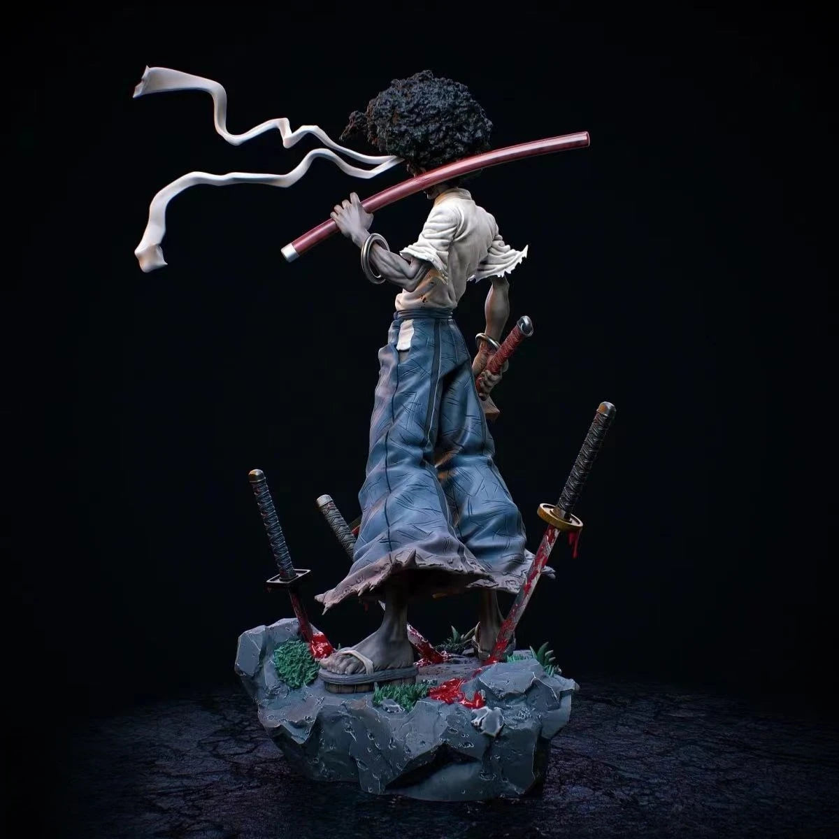 Afro Samurai: 1/24 75mm Japan Samurai Wild-curl Up Resin Model Soldiers Samurai Desktop Figurine White Model 75mm DIY Coloring Figurines Craft