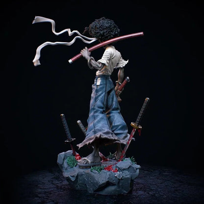 Afro Samurai: 1/24 75mm Japan Samurai Wild-curl Up Resin Model Soldiers Samurai Desktop Figurine White Model 75mm DIY Coloring Figurines Craft