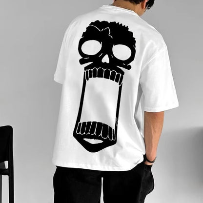 One Piece: Men's T-shirt Brook Summer and Autumn Japanese Anime Boy Children's Short-sleeved Retro Loose Parent-Child Outfit