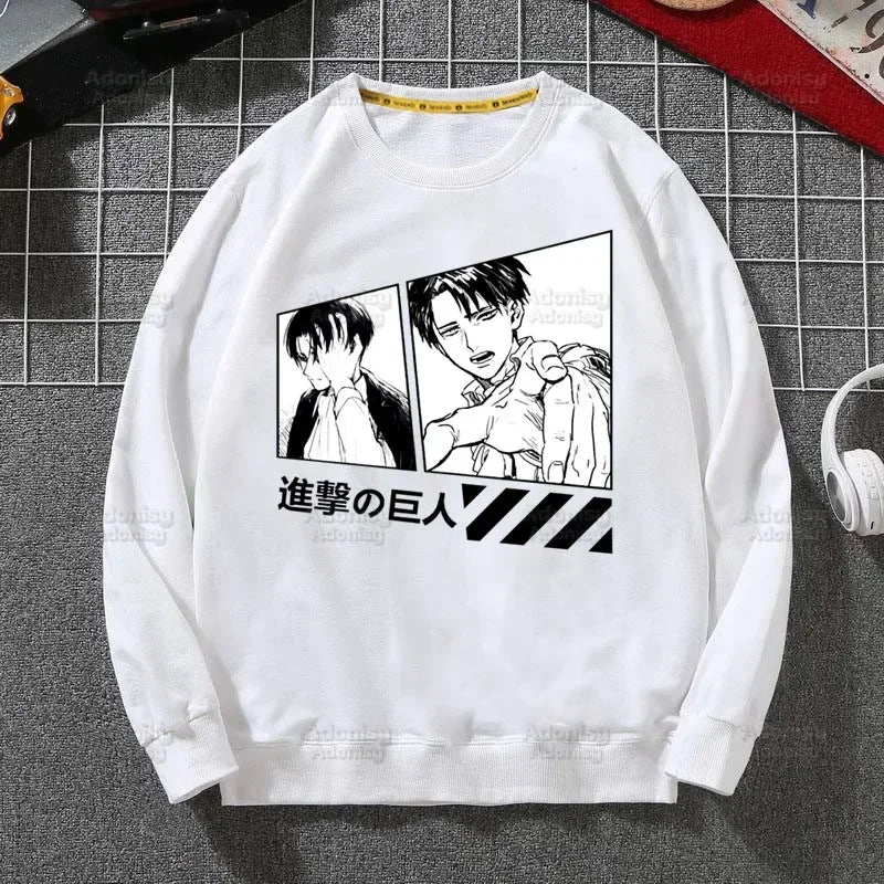 Attack on Titan Fleece Sweatshirts Harajuku Streetwear Autumn Spring Shingeki No Kyojin Anime O Neck Pullover Hoody Mens
