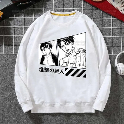 Attack on Titan Fleece Sweatshirts Harajuku Streetwear Autumn Spring Shingeki No Kyojin Anime O Neck Pullover Hoody Mens