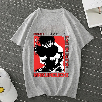 Hajime No Ippo: Kamogawa Boxing Gym T Shirt Men Women Crew Neck Casual Tops Tees Makunouchi Takamura KGB Graphic T-Shirts
