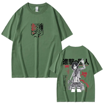 Attack on Titan: Mikasa Ackerman Merch T-shirt Men Women Manga Harajuku Oversized T Shirt Male Casual Retro Cotton T-shirts