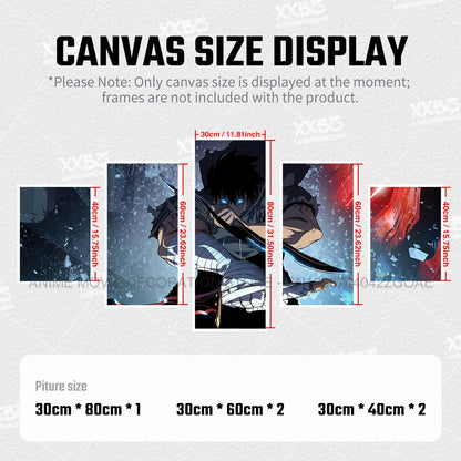 Solo Leveling: 5Pcs  Posters Aleks Le Anime Painting No Frame Home Decoration Justin Briner Wall Art Sung Jin-Woo Canvas Picture