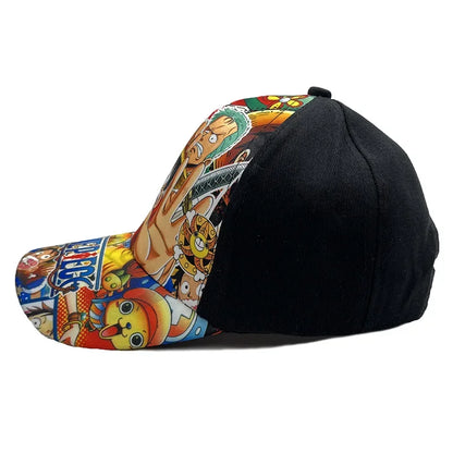 One Piece: Anime Baseball Cap Adjustable Print Summer Sun Hat Luffy Cartoon Cotton Breathable Beach Cosplay Flat Hats Kids Toys