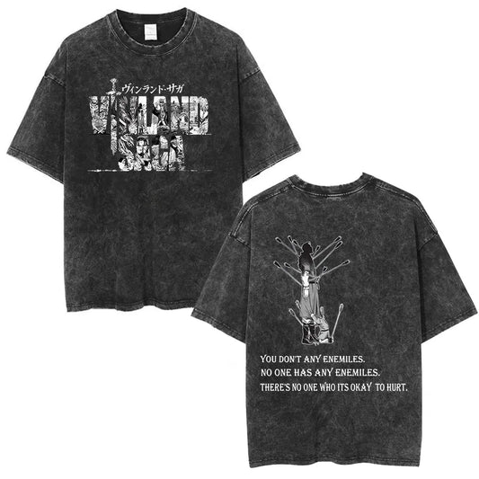 Vinland Saga: T-shirt Manga Thorfinn Karlsefni Graphic Vintage Washed T Shirt Men's Women Casual Cotton Oversized T-shirts