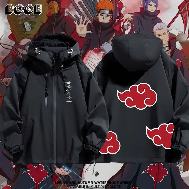 Naruto: Shippuden Akatsuki Organization Cartoon Jacket 2D Student Couple Hooded Coat Jacket Top Anime Peripheral Wholesale