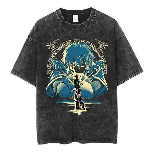 Vinland Saga: T-shirt Manga Thorfinn Karlsefni Graphic Vintage Washed T Shirt Men's Women Casual Cotton Oversized T-shirts
