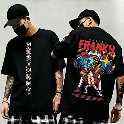 One Piece: Summer New Arrival: Pattern T-shirt, unisex, anime print, casual short-sleeved, fashionable streetwear top, Y2K style.