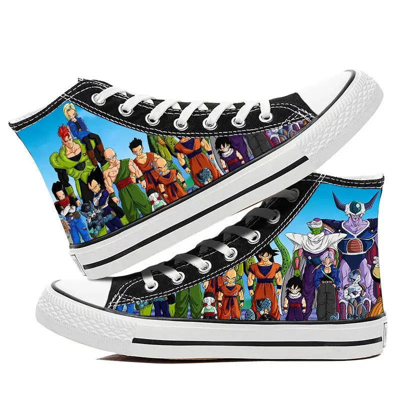 Dragon Ball:  Hand-painted graffiti printing men's high-top canvas shoes goku